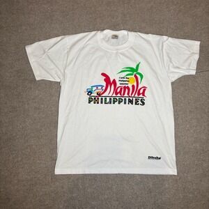 Dibuho Manila Philippines Souvenir Graphic T-Shirt White Mens Large Jeepney